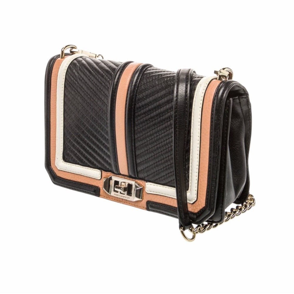 REBECCA MINKOFF Chevron Quilted Love Crossbody Bag Genuine Leather
